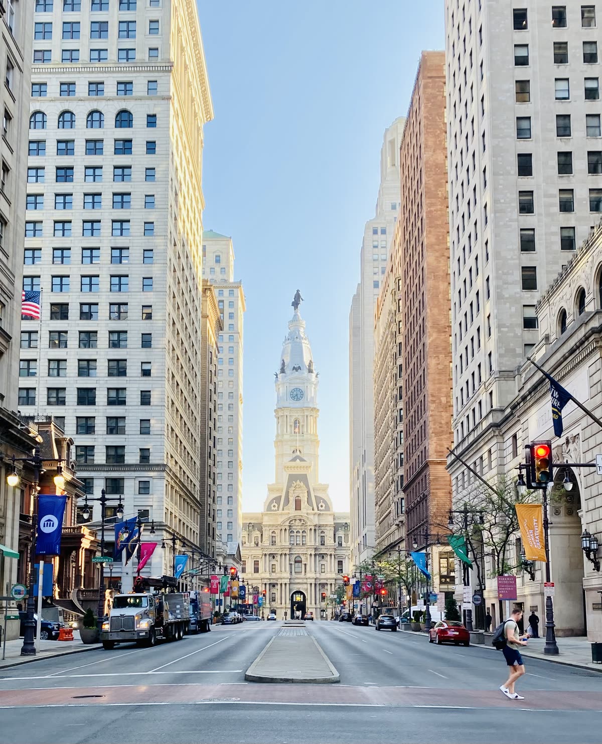Philadelphia City Hall seen down Broad Street.
